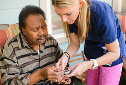 Home health clinician with diabetes patient