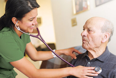 Home health nurse treating heart failure