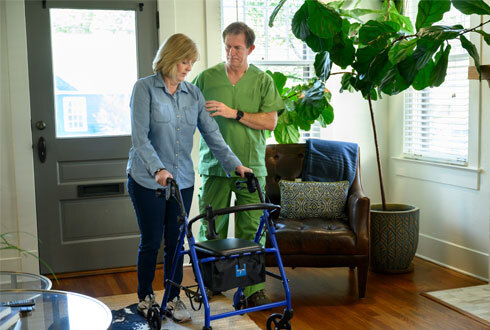 Home health clinician helping prevent falls
