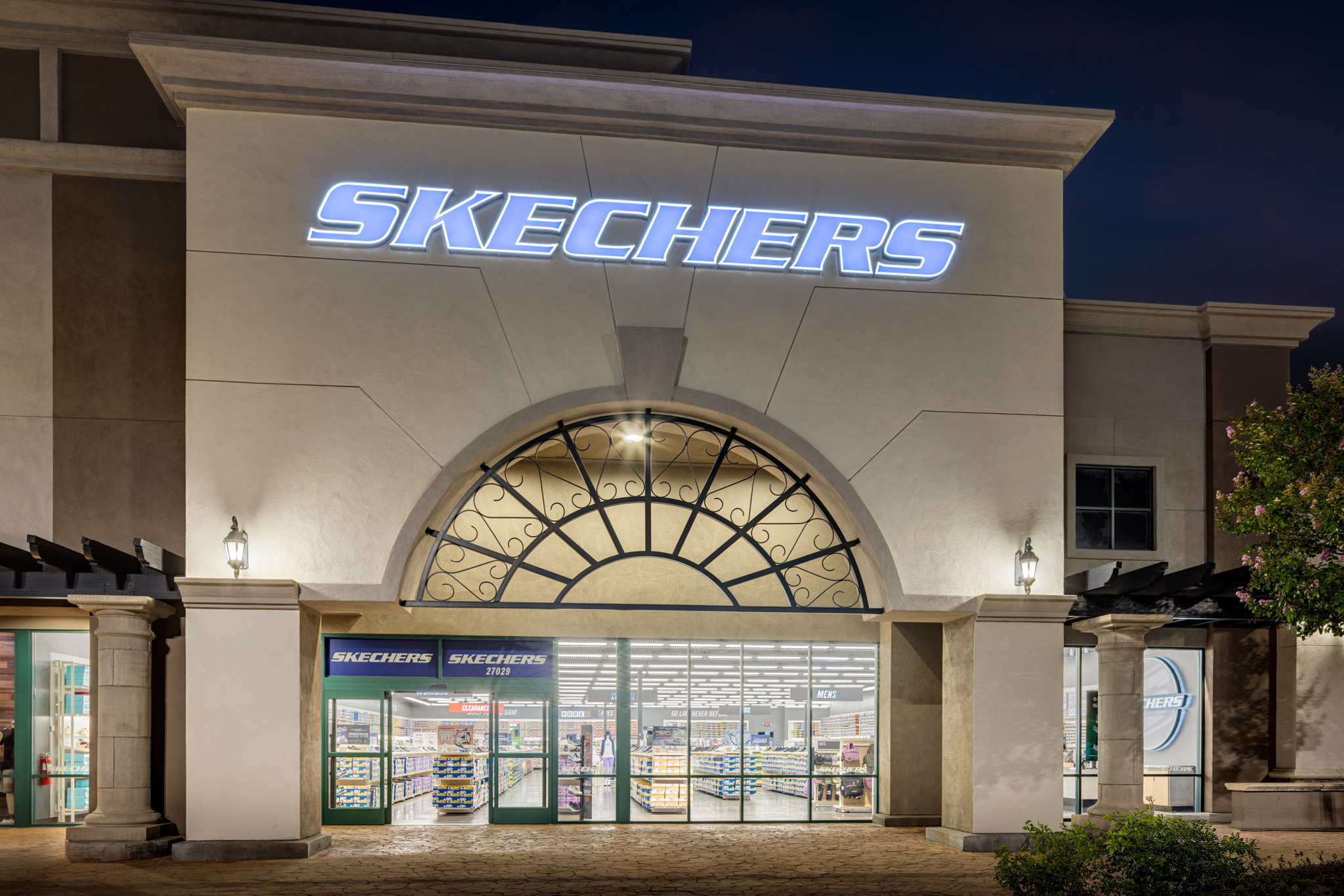 Skechers storefront. Your local shoe store in Valencia, CA