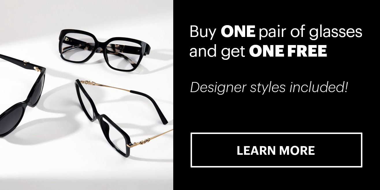 Buy one pair of glasses and get one free at Eyeglass World