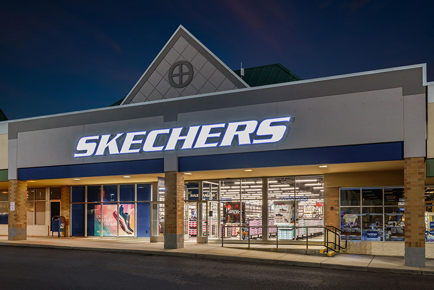 Skechers storefront. Your local shoe store in Lansing, MI