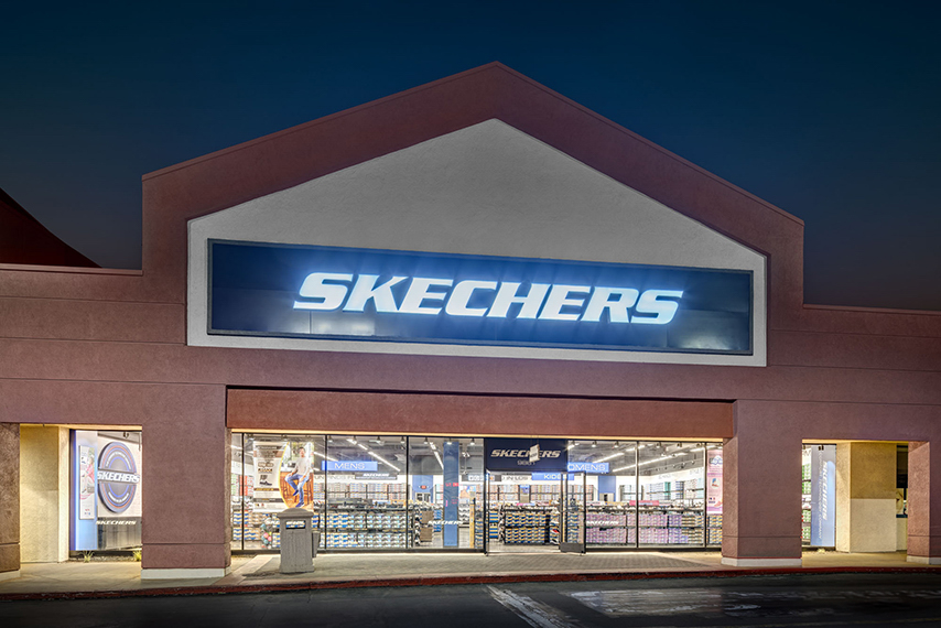 Skechers storefront. Your local shoe store in Garden Grove, CA